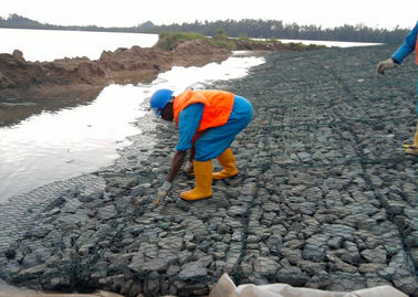Ντυμένο καλάθι Gabion ελέγχου ποταμών ελέγχου πλημμυρών PVC, πέτρινος τοίχος καλαθιών καλωδίων