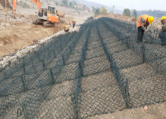Επικάλυψη PVC  Gabion Mattress Weaved Mesh Gabion ISO9001 Εγκριθείσα Προστασία Πηδημάτων Gabion Mattress