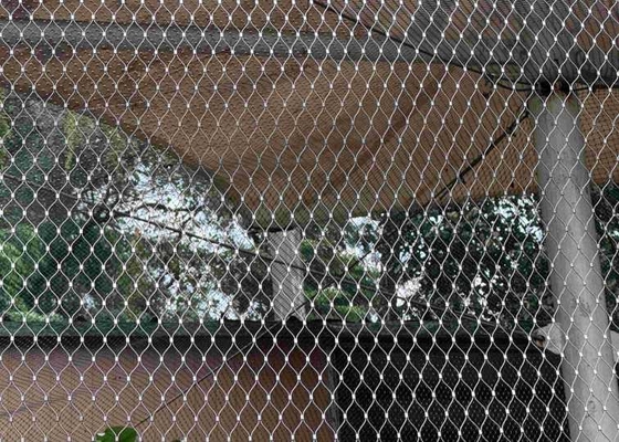 Δίκτυο πλέγματος από σχοινί από ανοξείδωτο χάλυβα 316 με συνδέσεις σιδηροδρόμου για πτηνά ζωολογικού κήπου